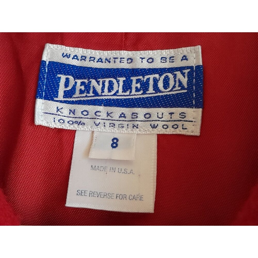 Vtg Pendleton Size 8 Double Breasted Preppy Holiday 100% Virgin Wool Coat Red - Picture 4 of 8